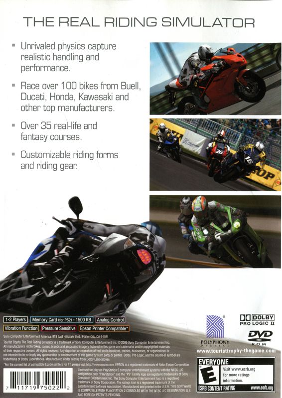 
Tourist Trophy: The Real Riding Simulator | PlayStation 2 | back cover | Data by MobyGames.com
