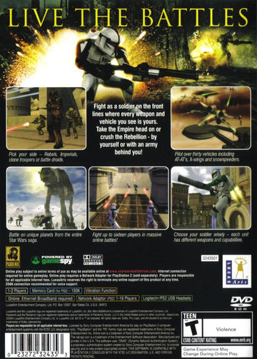 Star Wars: Battlefront | PlayStation 2 | back cover | region=North America | source-country=United States | zypher-v2 | moby-abc8048b951a | Data by MobyGames.com