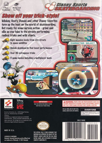 
Disney Sports Skateboarding | GameCube | back cover | Data by MobyGames.com