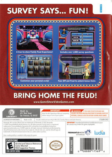 
Family Feud: 2010 Edition | Wii | back cover | Data by MobyGames.com