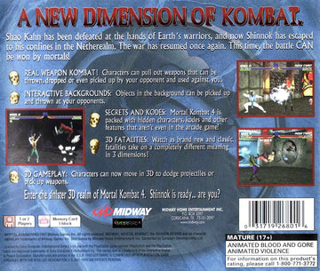 
Mortal Kombat 4 | PlayStation | back cover | Data by MobyGames.com