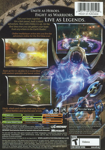 
Gauntlet: Seven Sorrows | Xbox | back cover | Data by MobyGames.com