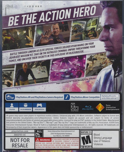 
Blood & Truth | PlayStation 4 | back cover | Data by MobyGames.com