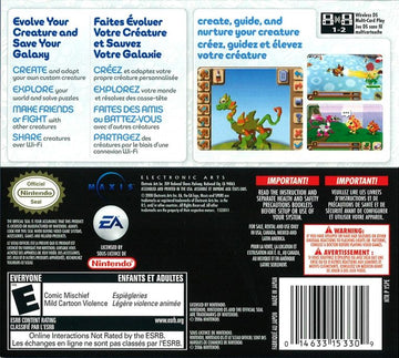 
Spore Creatures | Nintendo DS | back cover | Data by MobyGames.com