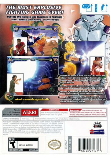 Dragon Ball Z: Budokai Tenkaichi 2 | Wii | back cover | region=North America | source-country=Canada,Mexico,United States | zypher-v2 | moby-69286e4a8fd0 | Data by MobyGames.com