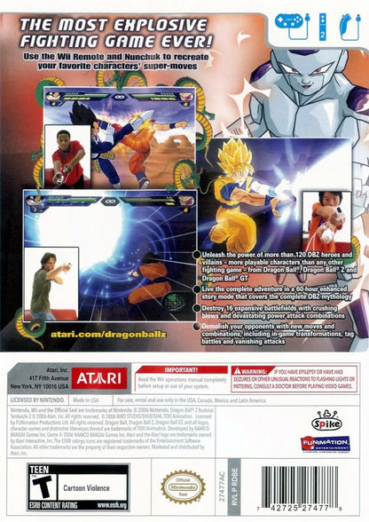 Dragon Ball Z: Budokai Tenkaichi 2 | Wii | back cover | region=North America | source-country=Canada,Mexico,United States | zypher-v2 | moby-69286e4a8fd0 | Data by MobyGames.com