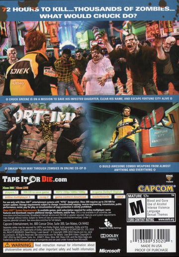 
Dead Rising 2 | Xbox 360 | back cover | Region: North America | source-country=United States | Data by MobyGames.com