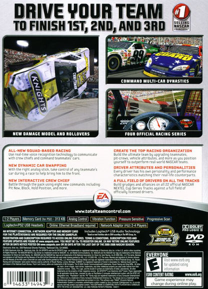 NASCAR 06: Total Team Control | PlayStation 2 | back cover | region=North America | source-country=United States | zypher-v2 | moby-6bd16e7eac19 | Data by MobyGames.com