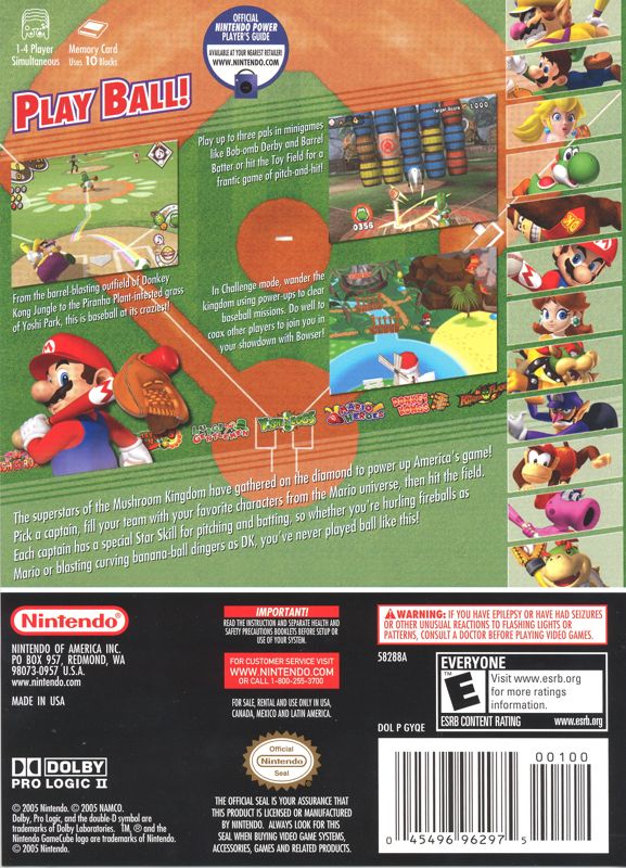 Mario Superstar Baseball | GameCube | back cover | Data by MobyGames.com