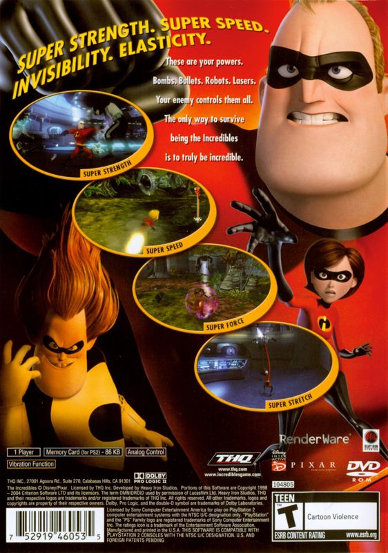 
The Incredibles | PlayStation 2 | back cover | Data by MobyGames.com