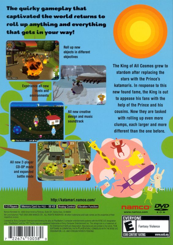 
We ♥ Katamari | PlayStation 2 | back cover | Region: North America | source-country=Canada,United States | Data by MobyGames.com
