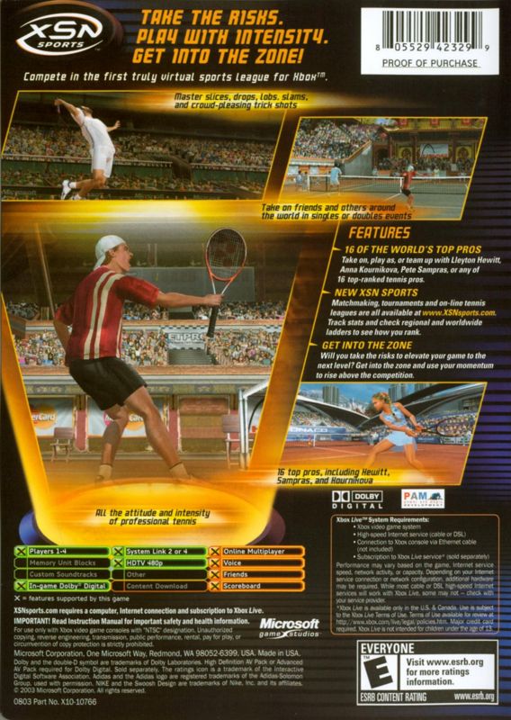 
Top Spin | Xbox | back cover | Data by MobyGames.com