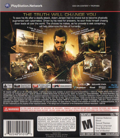 
Deus Ex: Human Revolution | PlayStation 3 | back cover | Region: North America | source-country=United States | Data by MobyGames.com