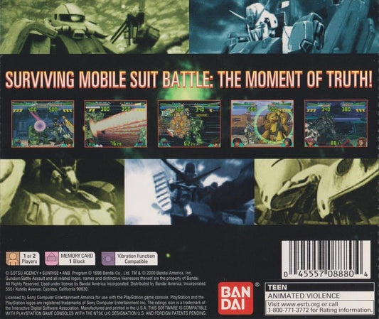 
Gundam Battle Assault | PlayStation | back cover | Data by MobyGames.com