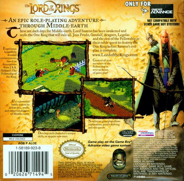 
The Lord of the Rings: The Fellowship of the Ring | Game Boy Advance | back cover | Data by MobyGames.com