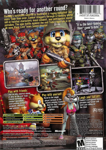Conker: Live & Reloaded | Xbox | back cover | region=North America | source-country=United States | zypher-v2 | moby-ee78a0019102 | Data by MobyGames.com