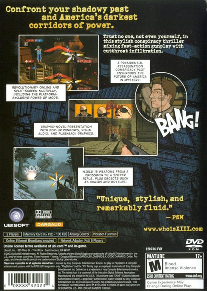 
XIII | PlayStation 2 | back cover | Region: North America | source-country=Canada,United States | Data by MobyGames.com