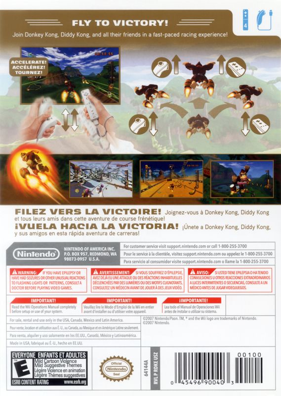 Donkey Kong Barrel Blast | Wii | back cover | region=North America | source-country=Canada,Mexico,Other,United States | zypher-v2 | moby-e51108e7db09 | Data by MobyGames.com