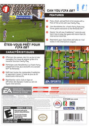 
FIFA Soccer 08 | Wii | back cover | Data by MobyGames.com