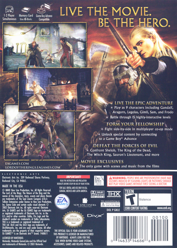 
The Lord of the Rings: The Return of the King | GameCube | back cover | Data by MobyGames.com