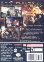 
The Lord of the Rings: The Return of the King | GameCube | back cover | Data by MobyGames.com