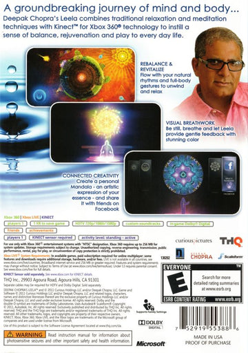 
Deepak Chopra's Leela | Xbox 360 | back cover | Region: North America | source-country=United States | Data by MobyGames.com