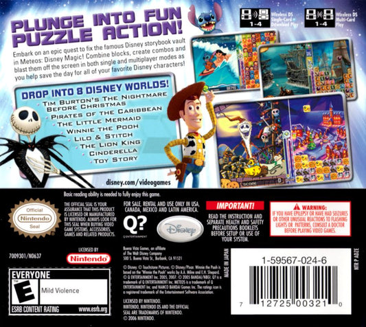 
Meteos: Disney Magic | Nintendo DS | back cover | Region: North America | source-country=Canada,Mexico,United States | Data by MobyGames.com