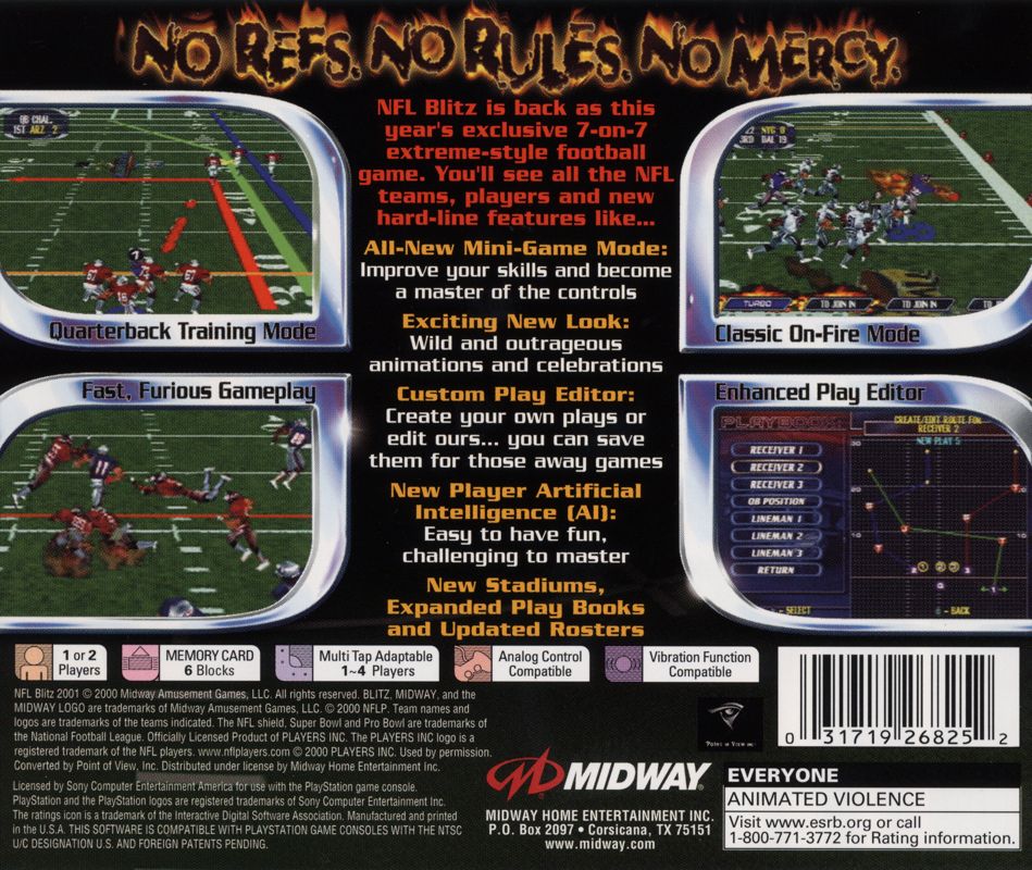 
NFL Blitz 2001 | PlayStation | back cover | Data by MobyGames.com