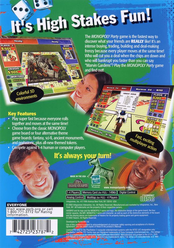 
Monopoly Party | PlayStation 2 | back cover | Data by MobyGames.com