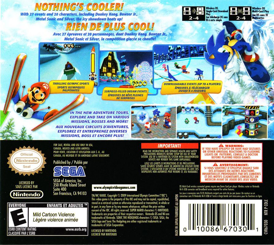 
Mario & Sonic at the Olympic Winter Games | Nintendo DS | back cover | Data by MobyGames.com