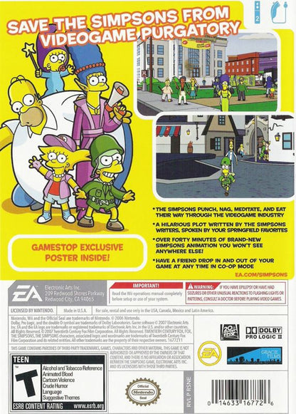 The Simpsons Game | Wii | back cover | region=North America | source-country=Canada,Mexico,Other,United States | zypher-v2 | moby-5f5a0e94fc8d | Data by MobyGames.com