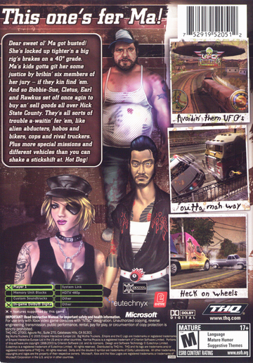 Big Mutha Truckers 2 | Xbox | back cover | region=North America | source-country=United States | zypher-v2 | moby-275f8152aae4 | Data by MobyGames.com