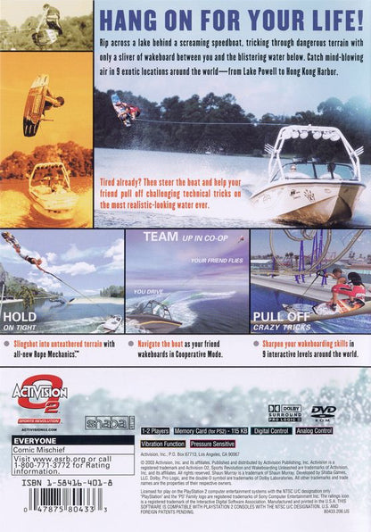 
Wakeboarding Unleashed featuring Shaun Murray | PlayStation 2 | back cover | Region: North America | source-country=Canada,United States | Data by MobyGames.com