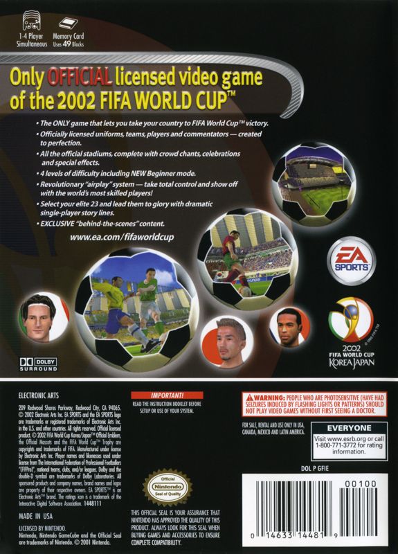 
2002 FIFA World Cup | GameCube | back cover | Data by MobyGames.com