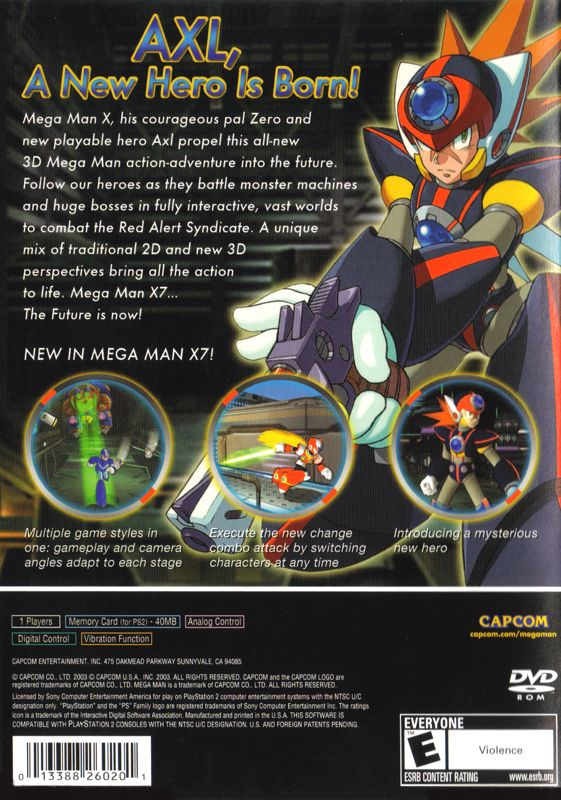 
Mega Man X7 | PlayStation 2 | back cover | Data by MobyGames.com