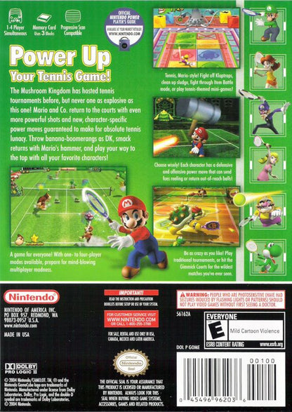 
Mario Power Tennis | GameCube | back cover | Data by MobyGames.com