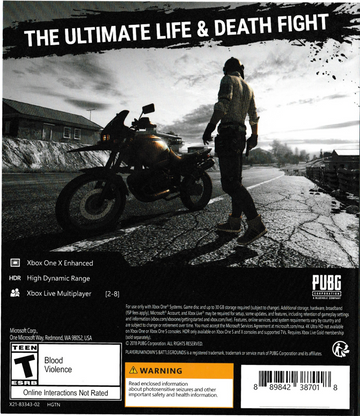 
PlayerUnknown's Battlegrounds | Xbox One | back cover | Data by MobyGames.com