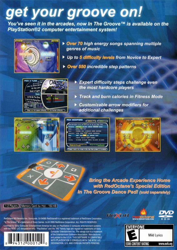 In the Groove | PlayStation 2 | back cover | region=North America | source-country=United States | zypher-v2 | moby-9a44fc030749 | Data by MobyGames.com