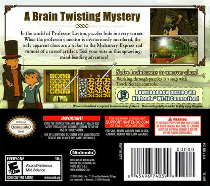 
Professor Layton and the Diabolical Box | Nintendo DS | back cover | Data by MobyGames.com