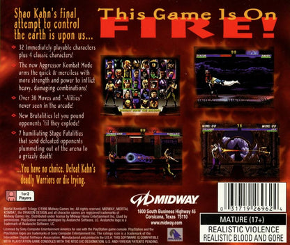 
Mortal Kombat Trilogy | PlayStation | back cover | Region: North America | source-country=United States | Data by MobyGames.com