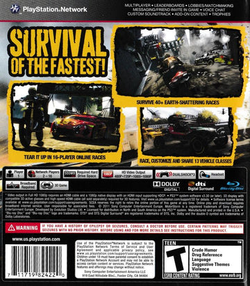 
MotorStorm: Apocalypse | PlayStation 3 | back cover | Data by MobyGames.com
