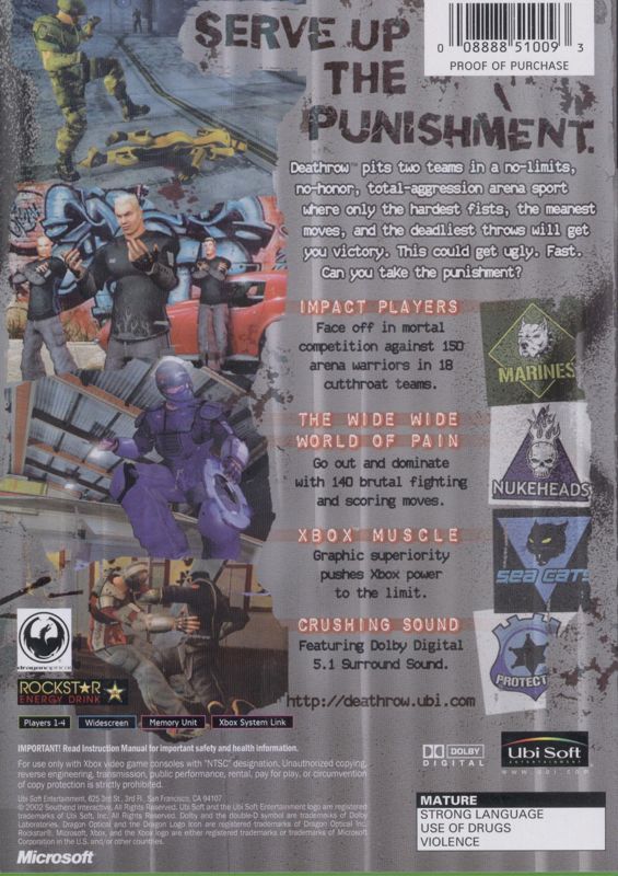 
Deathrow | Xbox | back cover | Data by MobyGames.com