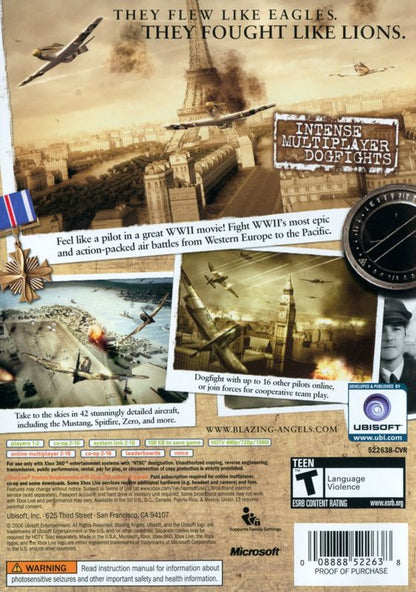 
Blazing Angels: Squadrons of WWII | Xbox 360 | back cover | Data by MobyGames.com