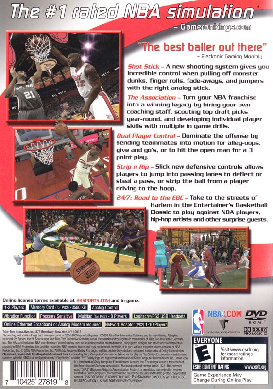 NBA 2K6 | PlayStation 2 | back cover | region=North America | source-country=Canada,United States | zypher-v2 | moby-aaeb968c912e | Data by MobyGames.com