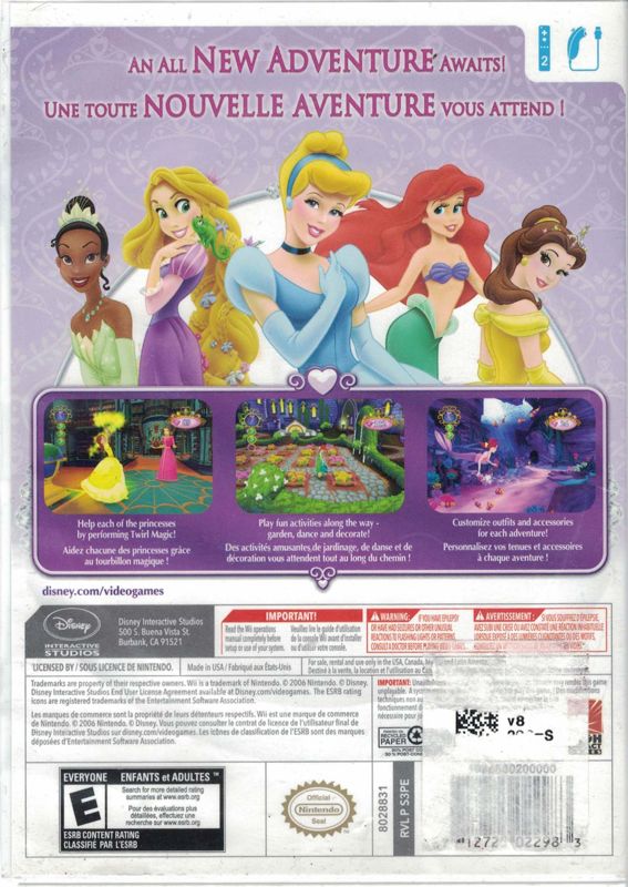 Disney Princess: My Fairytale Adventure | Wii | back cover | region=North America | source-country=Canada | zypher-v2 | moby-8f6e8428c5e8 | Data by MobyGames.com