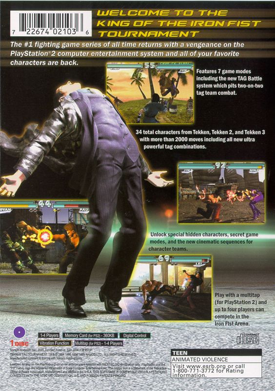 
Tekken Tag Tournament | PlayStation 2 | back cover | Region: North America | source-country=United States | Data by MobyGames.com
