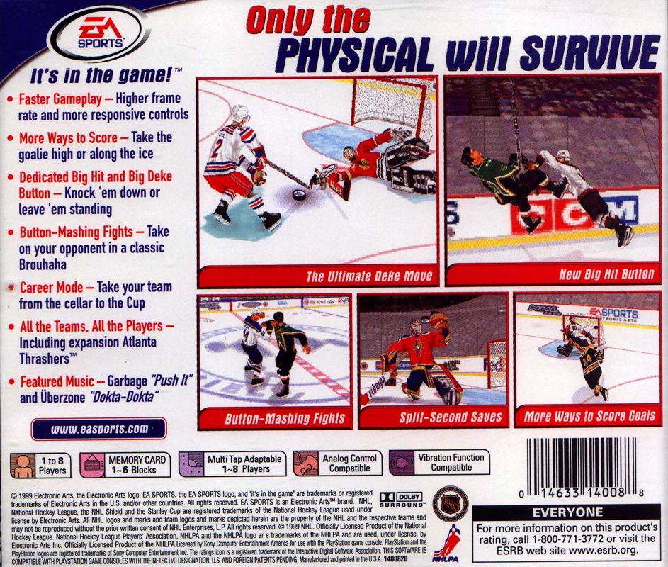 NHL 2000 | PlayStation | back cover | region=North America | source-country=United States | zypher-v2 | moby-68d2113cb914 | Data by MobyGames.com