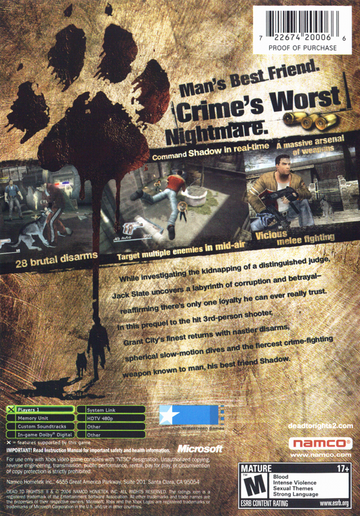 
Dead to Rights II | Xbox | back cover | Region: North America | source-country=United States | Data by MobyGames.com