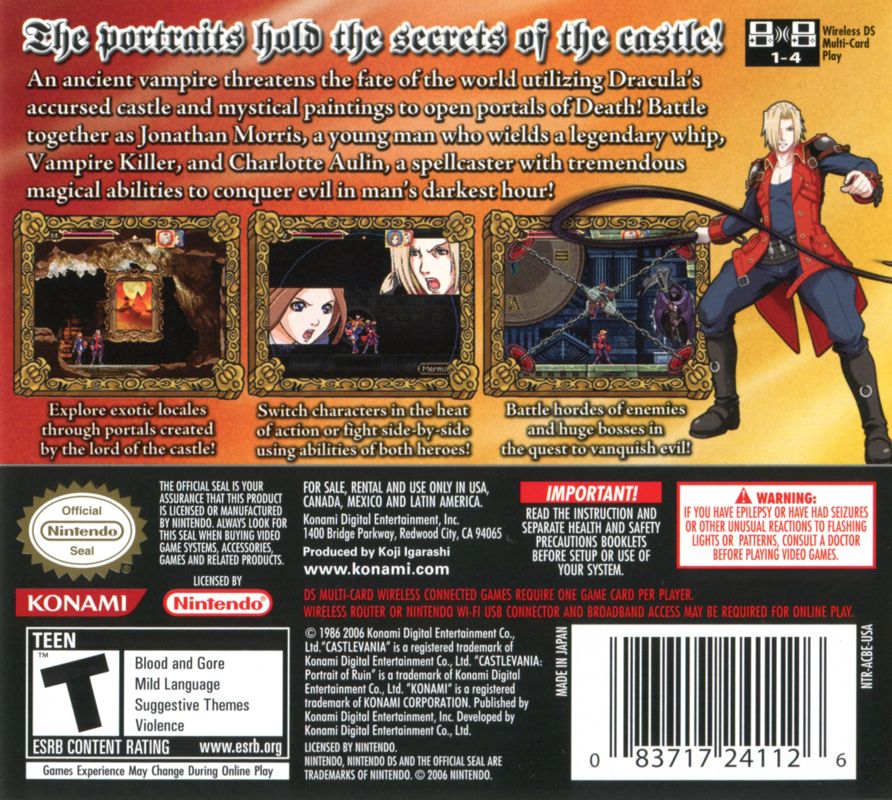 
Castlevania: Portrait of Ruin | Nintendo DS | back cover | Data by MobyGames.com