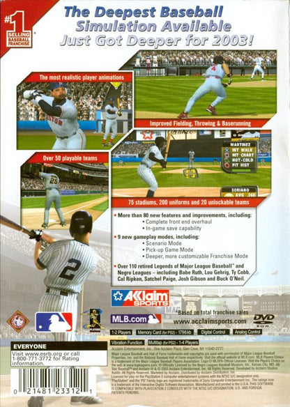 All-Star Baseball 2004 | PlayStation 2 | back cover | region=North America | source-country=Canada,United States | zypher-v2 | moby-437fab1809c6 | Data by MobyGames.com